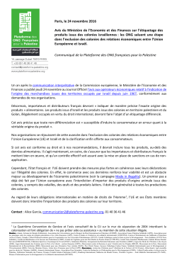 Communiqu&eacute; &eacute;tiquetage - Plateforme des ONG Fran&ccedil;aises pour la