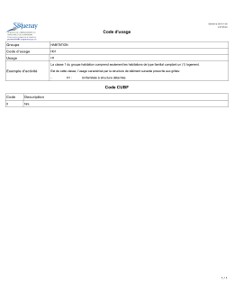 Code d`usage Code CUBF