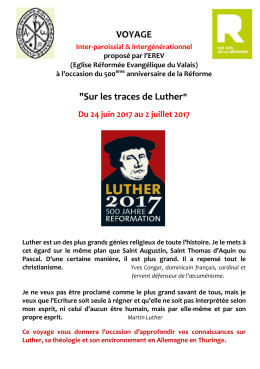 VOYAGE "Sur les traces de Luther" GE de Luther"