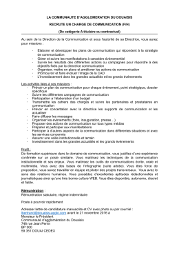 Consultez et t&eacute;l&eacute;chargez l`offre. - Communaut&eacute; d`Agglom&eacute;ration du