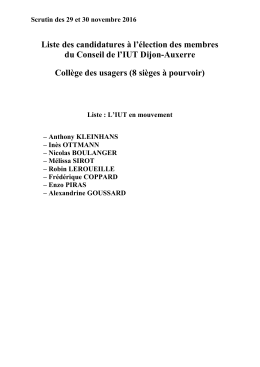 Liste des candidatures &agrave; l`&eacute;lection des membres
