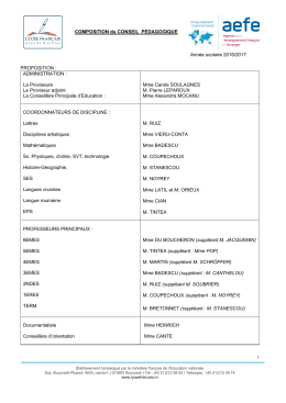 COMPOSITION du CONSEIL PÉDAGOGIQUE Année scolaire 2016