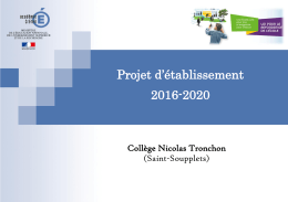 Projet d`établissement 2016-2020 - Collège Nicolas Tronchon, Rue