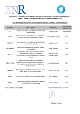 Programme « Investissements d`Avenir » Action « Instituts pour la