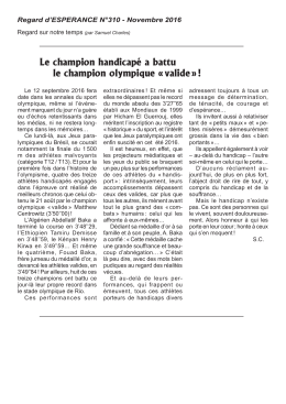 Le champion handicap&eacute; a battu le champion olympique "valide"