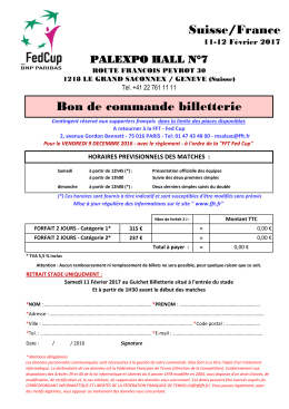 Suisse/France Bon de commande billetterie