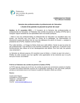 L`école et les parents ne peuvent se priver de vous!