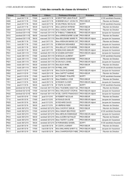 Liste des conseils de classe du trimestre 1