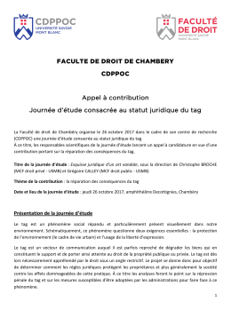 FACULTE DE DROIT DE CHAMBERY CDPPOC Appel &agrave;