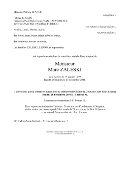 ZALESKI Marc - Funérailles debroux