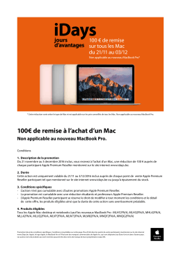 100€ de remise à l`achat d`un Mac