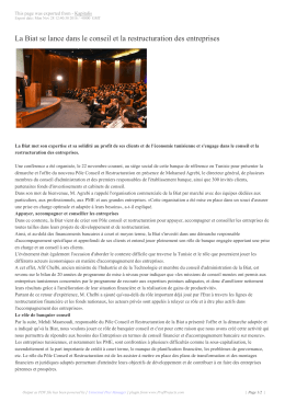 La Biat se lance dans le conseil et la restructuration des