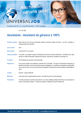Assistante - Assistant de gérance à 100%