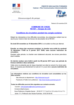 Communiqu&eacute; de presse COMMUNE DE CHEZE RD - Tarbes