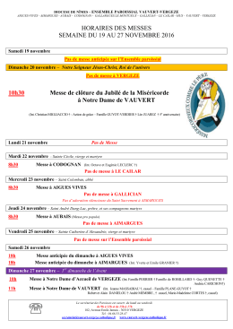 HORAIRES DES MESSES SEMAINE DU 19 AU 27