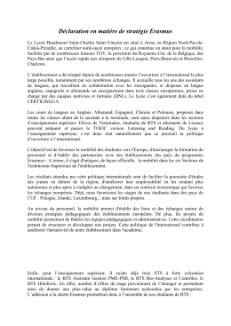 D&eacute;claration en mati&egrave;re de strat&eacute;gie Erasmus