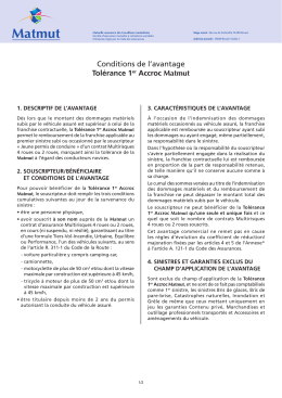 Conditions de l`avantage Tolérance 1er Accroc Matmut