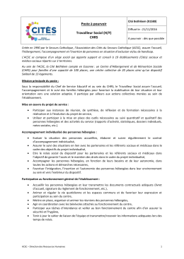 Poste &agrave; pourvoir Travailleur Social (H/F) CHRS