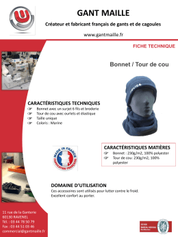 Bonnet / Tour de cou CARACTÉRISTIQUES