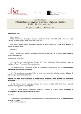 &Eacute;tat des lieux des croyances et pratiques religieuses - Ifer