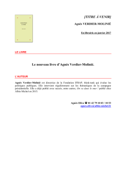 [TITRE À VENIR] Le nouveau livre d`Agnès Verdier
