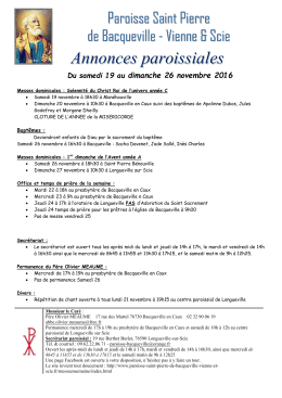 Du samedi 19 au dimanche 26 novembre 2016