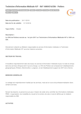 Technicien d`Information M&eacute;dicale H/F