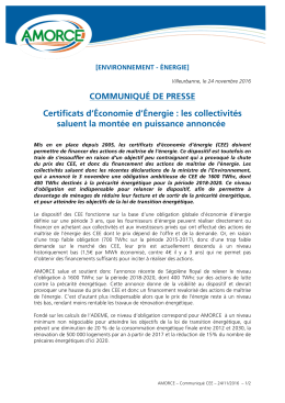 COMMUNIQUÉ DE PRESSE Certificats d`Économie d