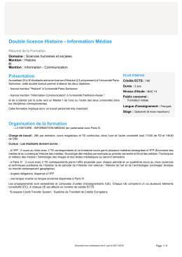 Double licence Histoire - Information Médias