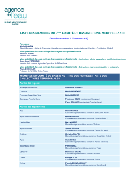 Liste des membres du Comit&eacute; de bassin Rh&ocirc;ne
