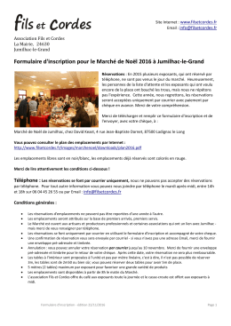 Formulaire d`inscription pour le March&eacute; de No&euml;l 2016 &agrave; Jumilhac