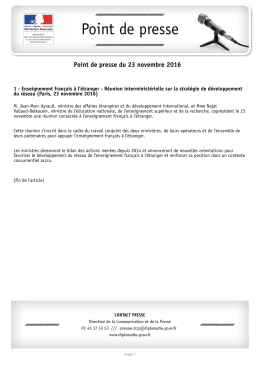 Point de presse du 23 novembre 2016