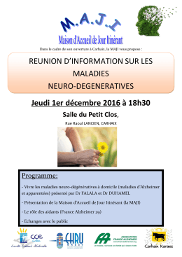 Jeudi 1er décembre 2016 à 18h30 REUNION D`INFORMATION