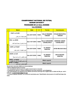 Programme de la 3ème journée D1