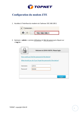 Configuration du modem ZTE