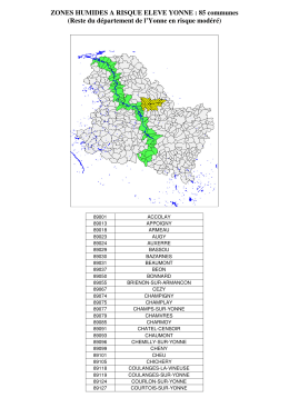 ZONES HUMIDES A RISQUE ELEVE YONNE : 85 communes