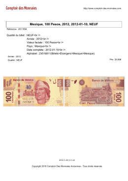 Mexique, 100 Pesos, 2012, 2012-01-10, NEUF