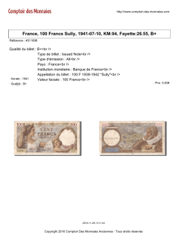 France, 100 Francs Sully, 1941-07