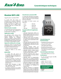 Caractéristiques techniques Module WiFi LNK