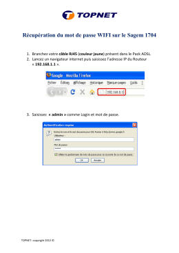 Récupération du mot de passe WIFI Sagem 1704