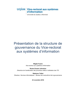 Structure de gouvernance du Vice-rectorat aux systèmes d