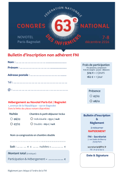 Bulletin d`inscription non adhérent FNI