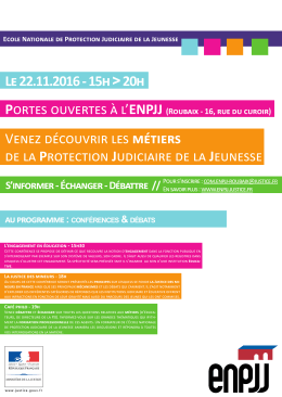 l`affiche - Ecole Nationale de Protection Judiciaire de la Jeunesse