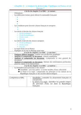 Chapitre 2 &ndash; Comment la d&eacute;mocratie s`applique en