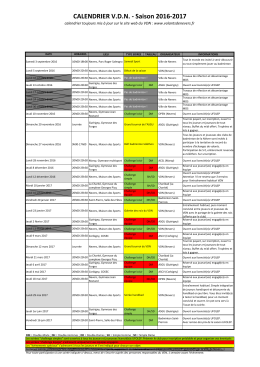 CALENDRIER VDN - Saison 2016-2017