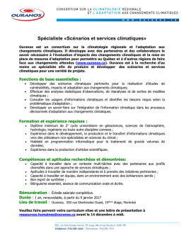 Sp&eacute;cialiste &laquo;Sc&eacute;narios et services climatiques