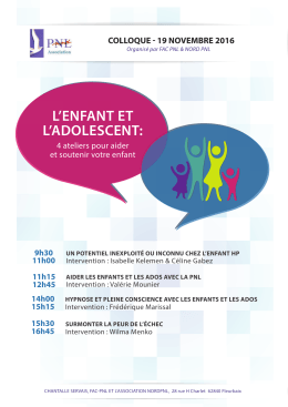 Programme : Cliquez ICI - La PNL pour enfants et adolescents