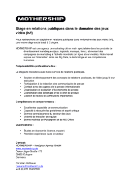 Stage en relations publiques dans le domaine des jeux vid&eacute;o (h/f)