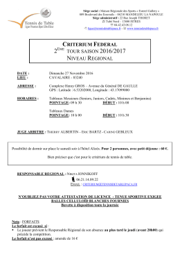 convocation - Ligue PACA Tennis de Table