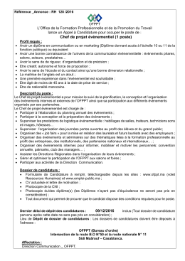 Chef de projet &eacute;v&egrave;nementiel (1 poste)